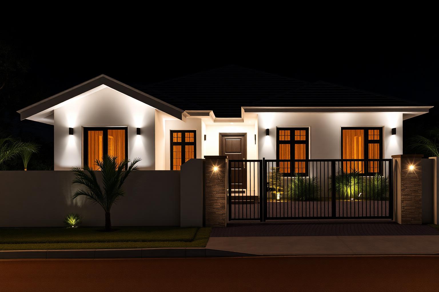 Night street view of the bungalow