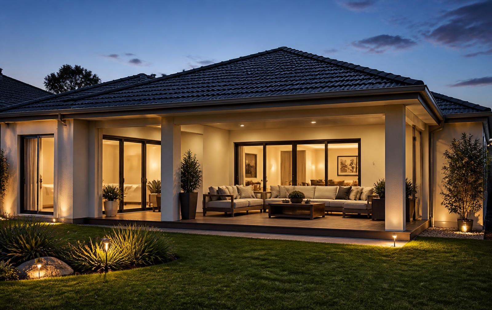 Rear terrace and garden view