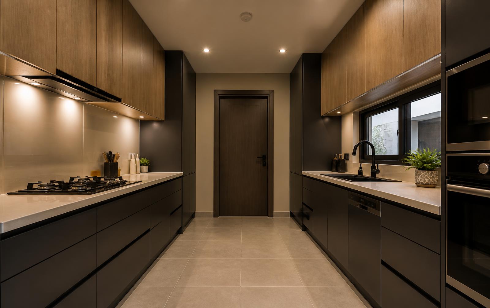 Closed galley kitchen