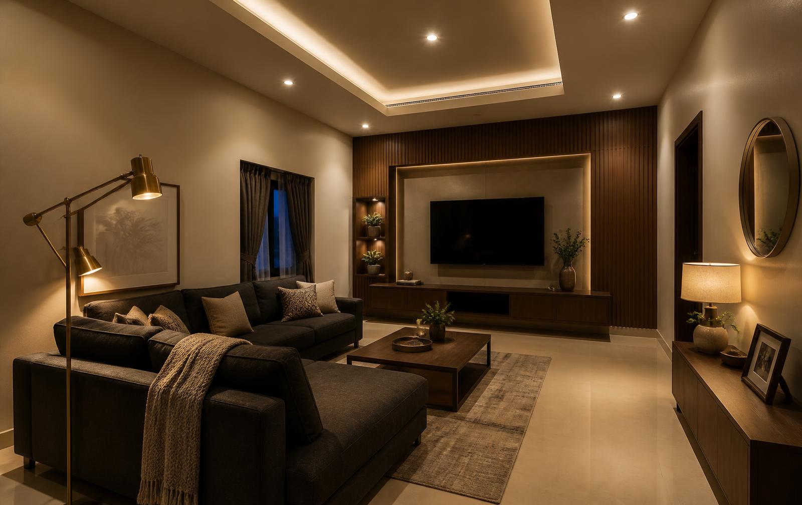 Living room variant with timber media wall