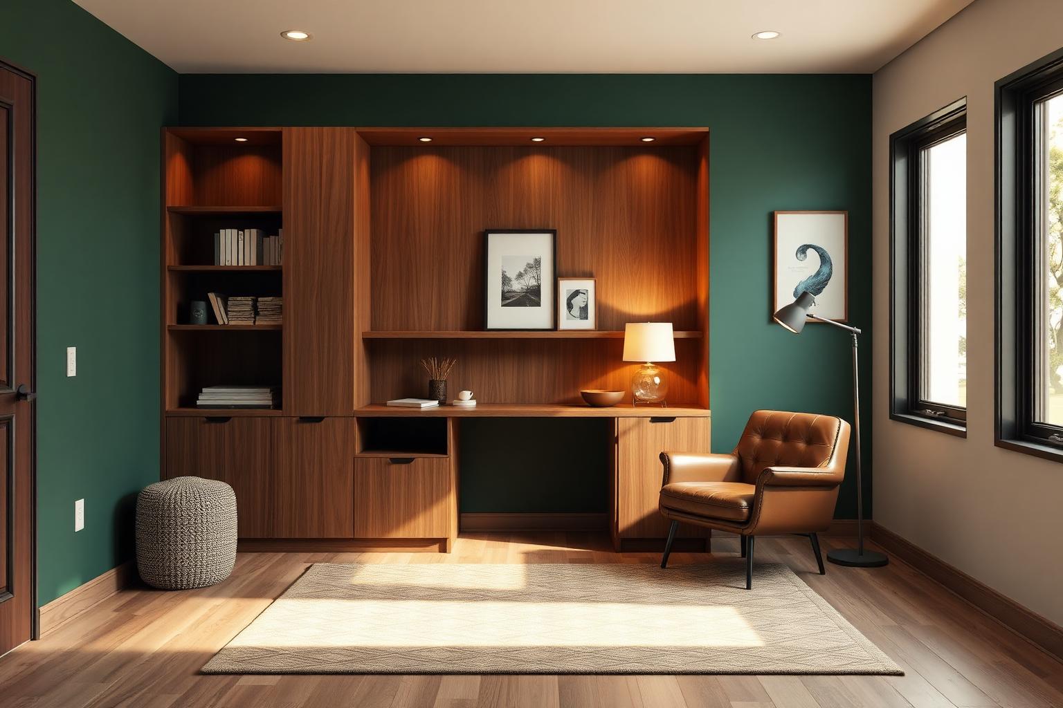 Master bedroom dressing area with forest green walls