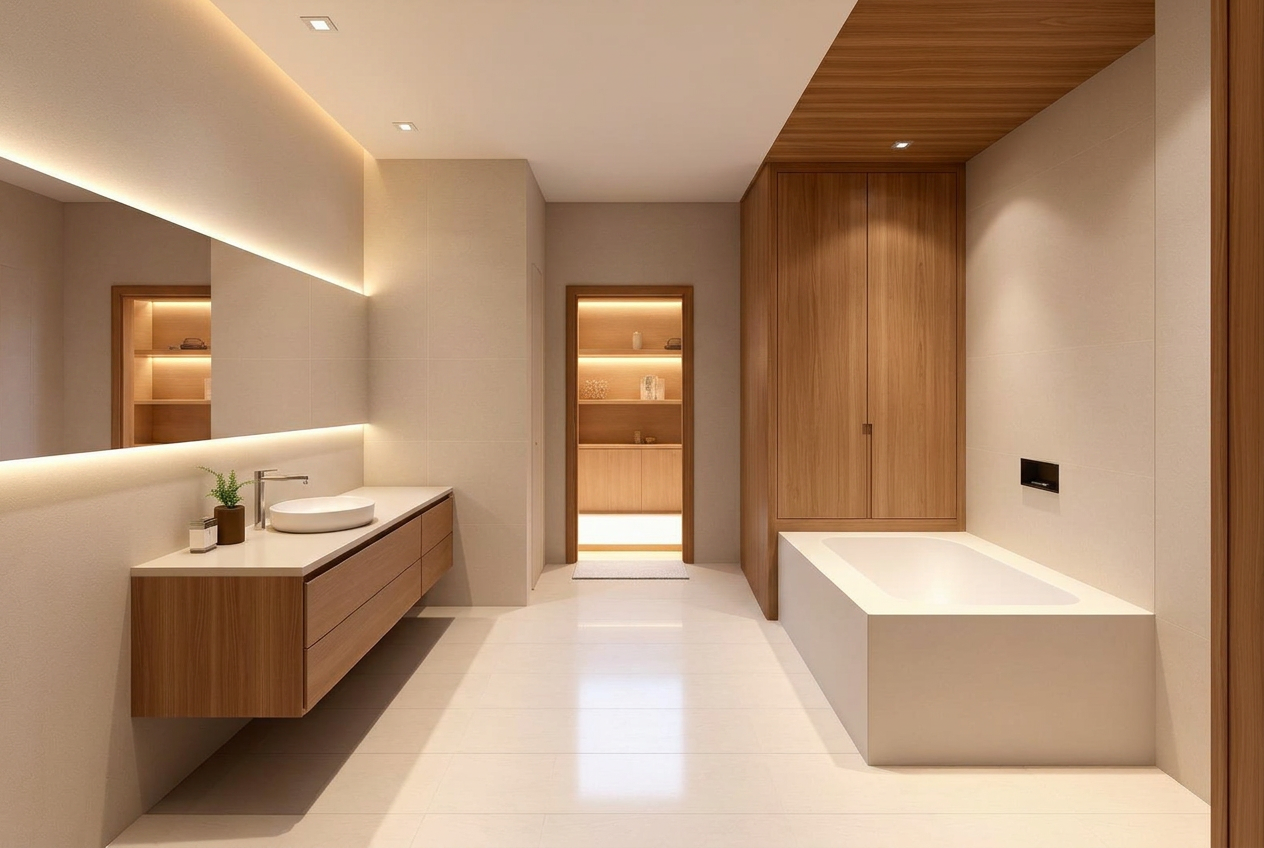 Shared family bathroom with solid walls