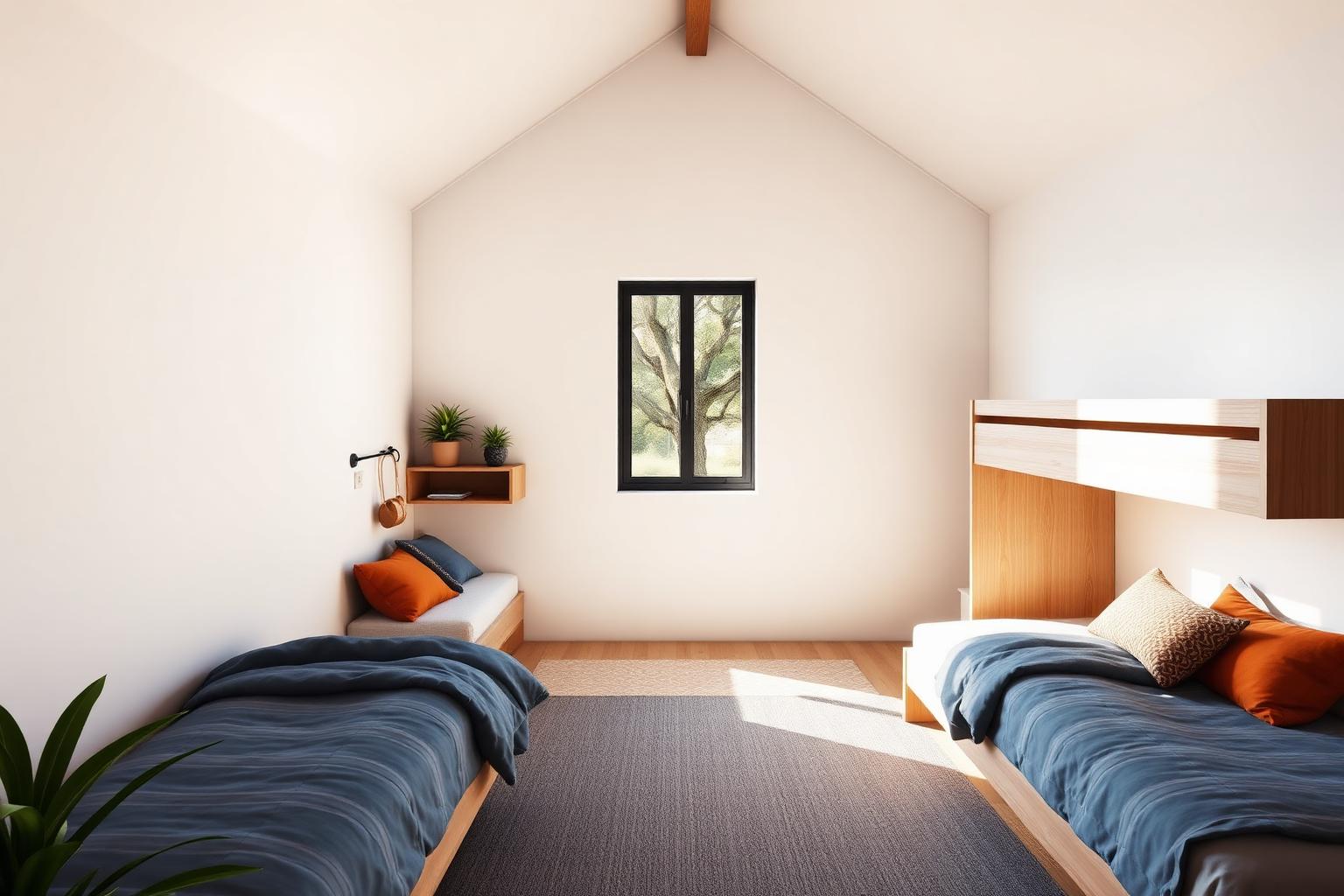 Shared kids bedroom with two single beds