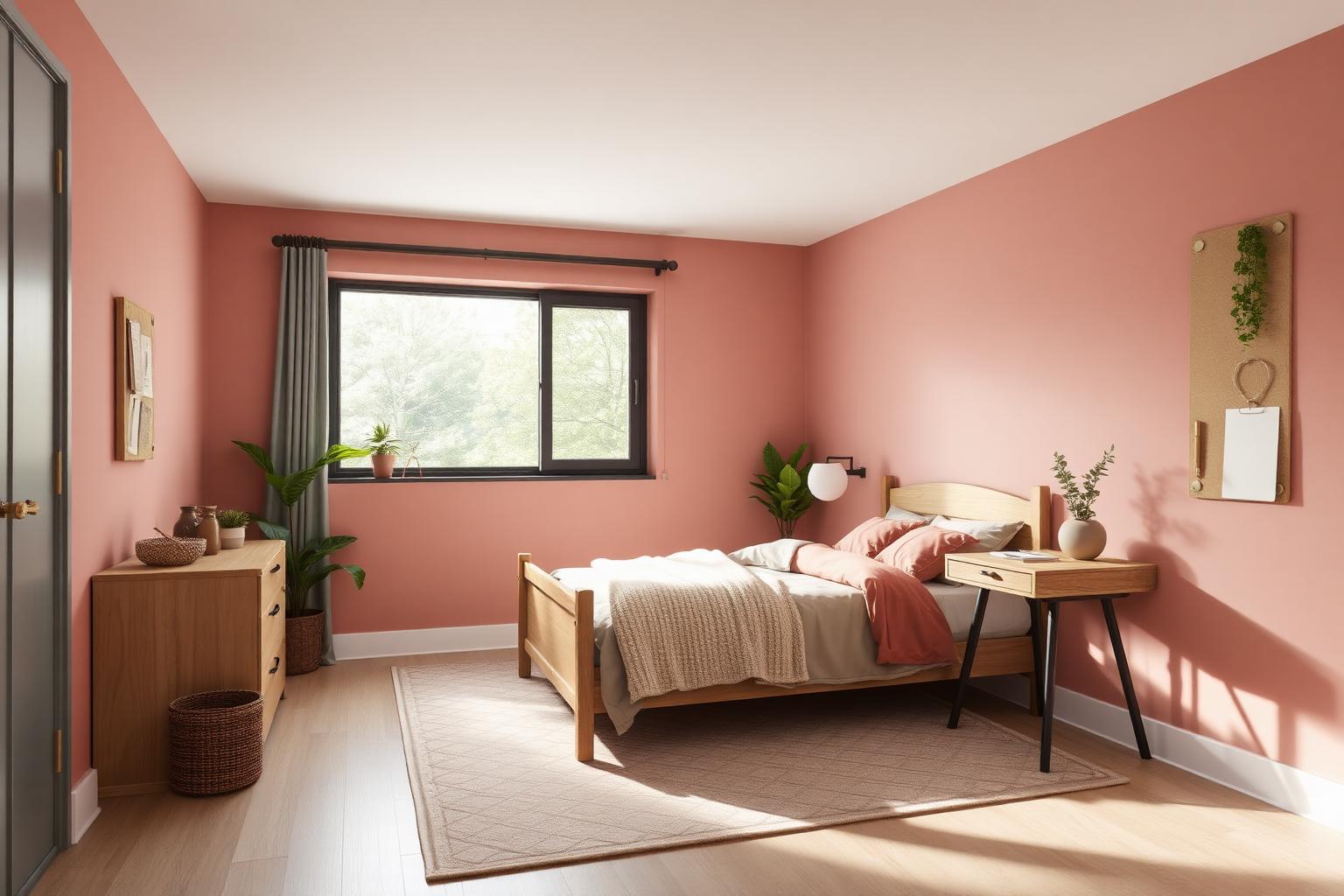 Girl's bedroom with dusty rose walls